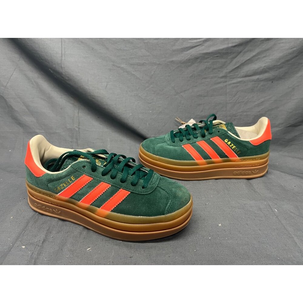 Adidas Gazelle Bold J Sneakers Suede Green Orange Girls Size 4 NEW NO BOX!